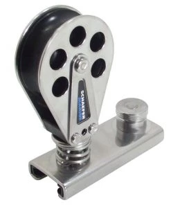 SCHAEFER Spring-Loaded Block, Fits 1 1/4" Track, Stainless Cheeks