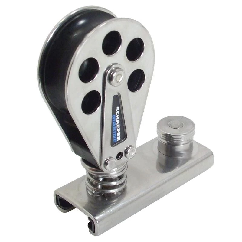 SCHAEFER Spring-Loaded Block, Fits 1 1/4" Track, Stainless Cheeks 3 SCHAEFER Spring-Loaded Block, Fits 1 1/4" Track, Stainless Cheeks