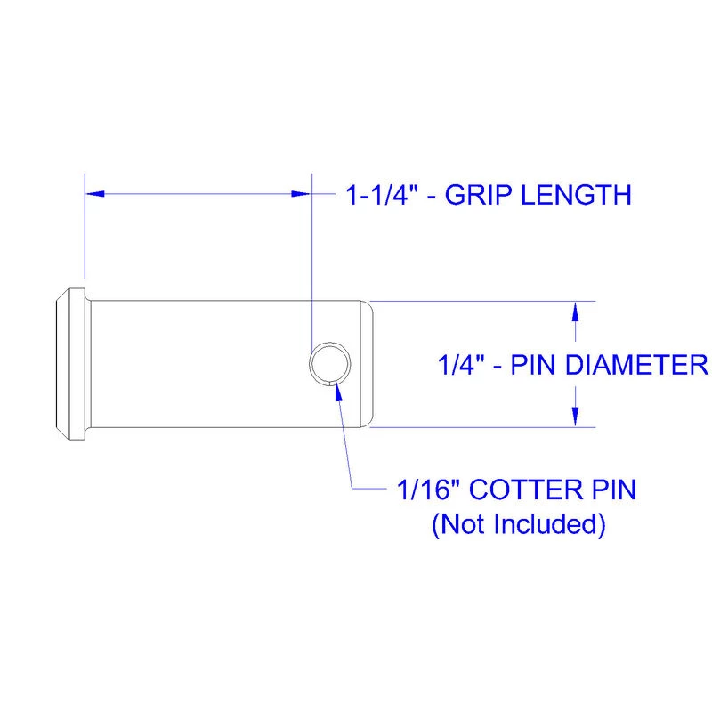HAYN Stainless Steel Clevis Pin, 1/4" Dia. X 1 1/4" Grip Length 4 HAYN Stainless Steel Clevis Pin, 1/4" Dia. X 1 1/4" Grip Length - Image 2