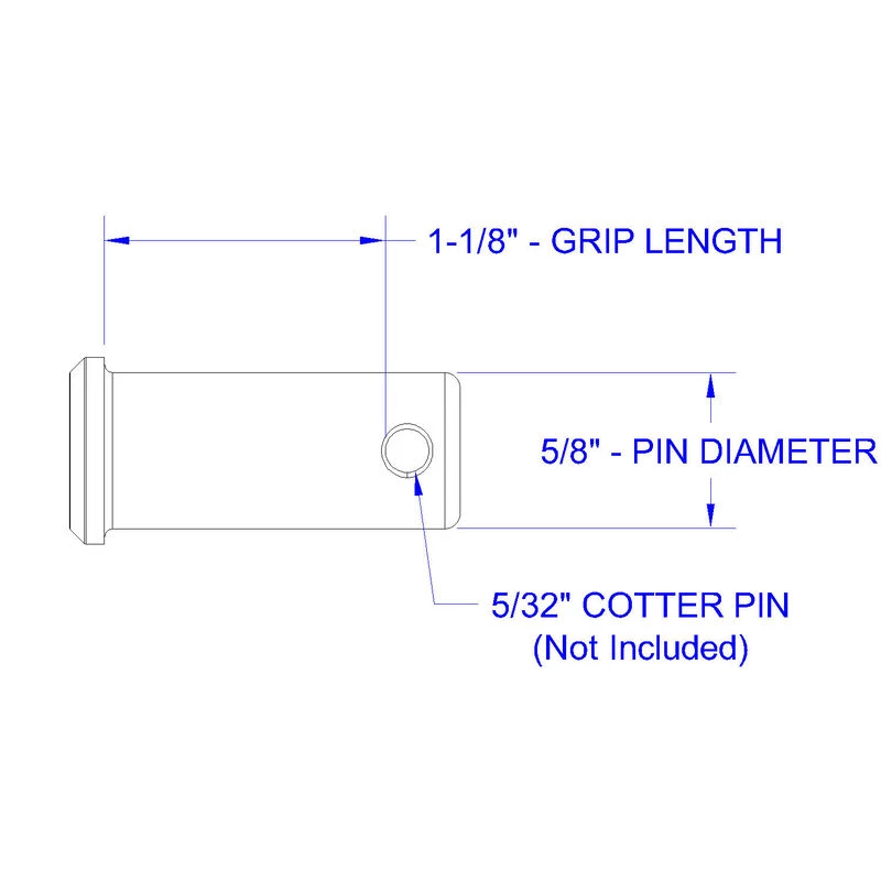 HAYN Stainless Steel Clevis Pin, 5/8" Dia. X 1 1/8" Grip Length 4 HAYN Stainless Steel Clevis Pin, 5/8" Dia. X 1 1/8" Grip Length - Image 2