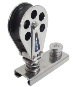 SCHAEFER Spring-Loaded Block fits 1 1/4" Track, Stainless Cheeks